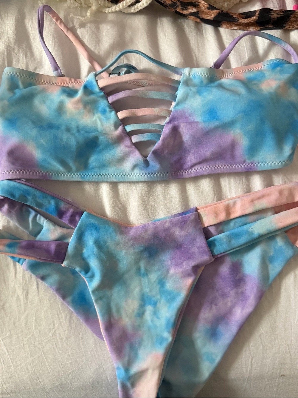 Zaful Pastel Tie-Dye Hair Scrunchie Set - Blue, Pink, Purple